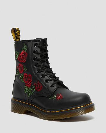 Women's Dr Martens 1460 Vonda Floral Leather Lace Up Boots Black | AU 215YXF